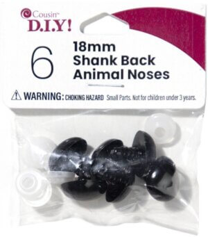 Shank Back Animal Noses 18mm 6/Pkg-Black