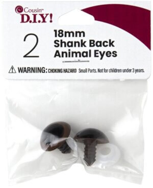 Shank Back Animal Eyes 18mm 2/Pkg-Brown