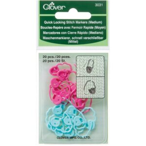 Clover Quick Locking Stitch Markers-Medium 20/Pkg Clover Quick Locking Stitch Markers-Medium 20/Pkg