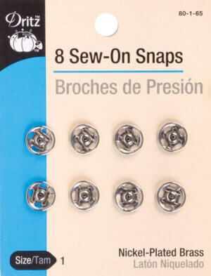 Dritz Sew-On Snaps 8/Pkg-Nickel-Plated Brass Size 1
