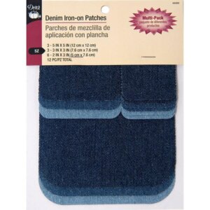Dritz Denim Iron-On Patches 12/Pkg-Assorted Denim