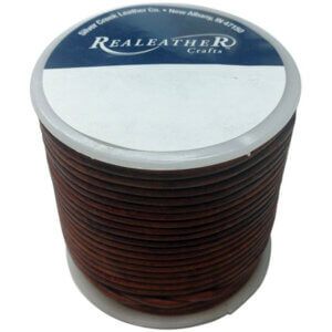 Realeather Crafts Round Leather Lace 2mmX25yd Spool-Cedar