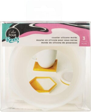American Crafts Color Pour Resin Mold 3/Pkg-Coaster - Circle, Square & Hexagon