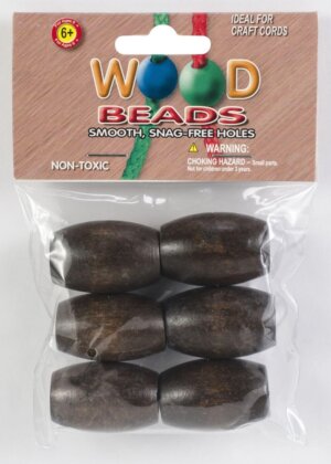Oval Wood Beads 32mmX22mm 6/Pkg-Walnut Oval Wood Beads 32mmX22mm 6/Pkg-Walnut