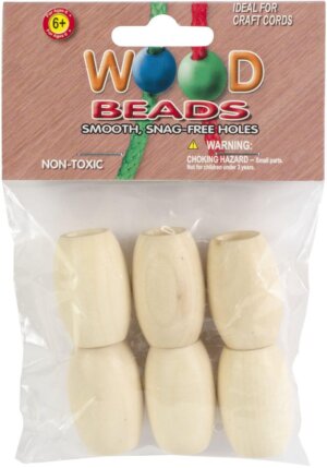 Oval Wood Beads 32mmX22mm 6/Pkg-Natural Oval Wood Beads 32mmX22mm 6/Pkg-Natural