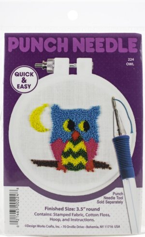 Design Works Punch Needle Kit 3.5" Round-Owl