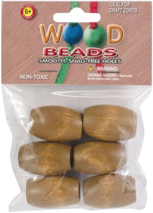 Oval Wood Beads 32mmX22mm 6/Pkg-Maple Oval Wood Beads 32mmX22mm 6/Pkg-Maple