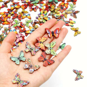 30pc Colorful Wood Butterfly 2.5cm Buttons 30pc Colorful Wood Butterfly 2.5cm Buttons