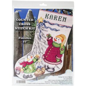 Counted Cross Stitch Stocking Kit 17" Long-Christmas Tree Snowman (14 Count)