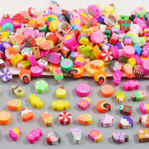 50pc Candy Pieces Clay Beads 10mm Shapes Polymer