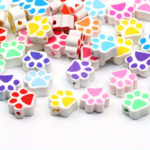50pc Paw Prints Clay Beads 10mm Shapes Polymer