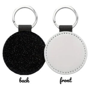 2in Key chain Black Glitter Back Sublimation Blank