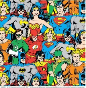 DC Comics Polyester Fleece 58/60" Packed Heroes Pattern Fabric