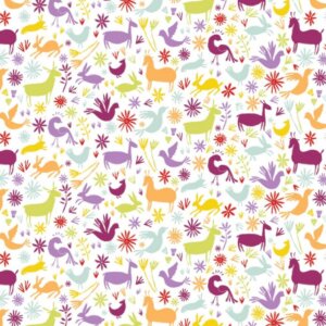 Eternally Yours 44/45" 100% Cotton, Spirit Animals - White Pattern Fabric