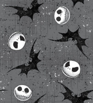 Disney Nightmare Xmas 43/44" 100% Cotton, Jack With Bats Pattern Fabric
