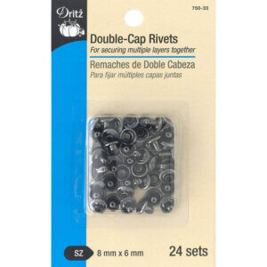 Dritz Double-Cap Rivets 8mm Cap X 6mm Post 24/pkg-Gunmetal Dritz Double-Cap Rivets 8mm Cap X 6mm Post 24/pkg-Gunmetal