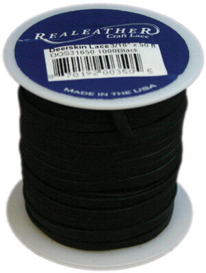 Realeather Crafts Deerskin Lace .125"X50' Spool-Black