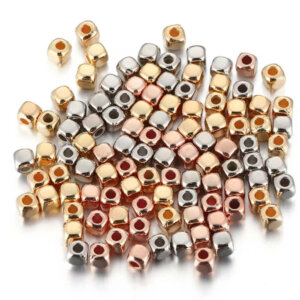 100pc 4mm Square Spacer Beads CCB Mixed Metal Colors
