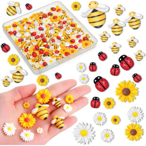 200pc Sunflowers Daisies Ladybugs and Bees 8-28mm Mixed sizes 200pc Sunflowers Daisies Ladybugs and Bees 8-28mm Mixed sizes