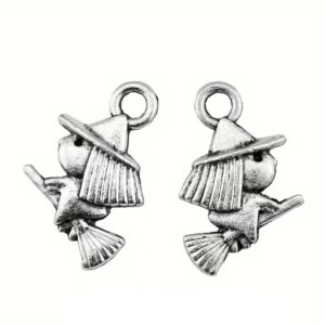 20pc Witch on Broom Charms Zinc 10x16mm
