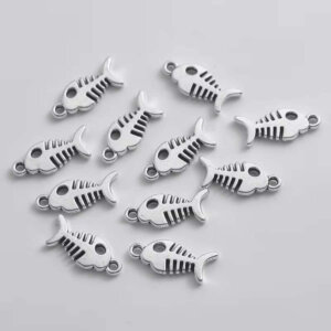20pc Fish Bone Silver Plated Charms 1.8cm