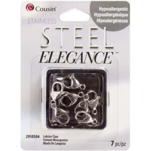 Cousin Stainless Steel Elegance Beads & Findings-Lobster Claw Clasps 7/Pkg