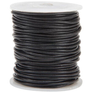 Realeather Crafts Round Leather Lace 2mmX25yd Spool-Black