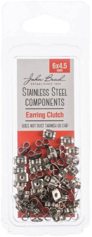 John Bead Stainless Steel Earring Clutch 50/Pkg-6x4.5mm