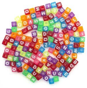 CousinDIY Alphabet Beads 8mm 160/Pkg-Transparent Glitter Multicolored