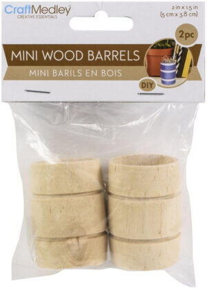 Mini Wood Barrel 50x38mm 2/Pkg