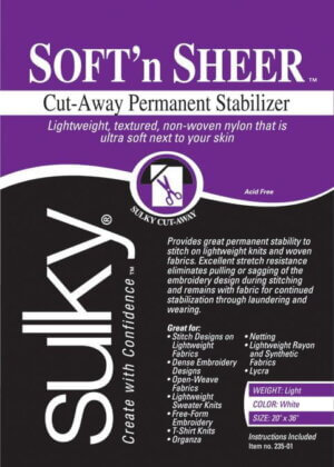 Sulky Soft & Sheer Cut Away Permanent Stabilizer-20"X36"
