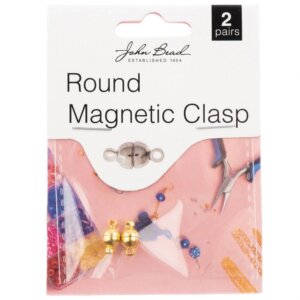 John Bead Round Magnetic Clasp  6x6.5mm 2 Pairs-Gold