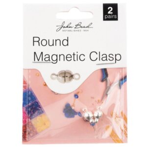 John Bead Round Magnetic Clasp  6x6.5mm 2 Pairs-Silver