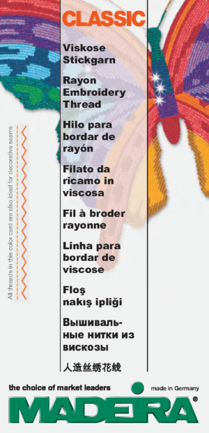 Classic Rayon Maderia Thread Chart Color Card