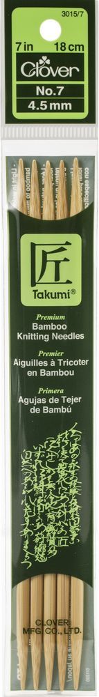 Takumi Bamboo Double Point Knitting Needles 7" 5/Pkg-Size 7/4.5mm