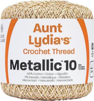 Natural & Gold-Aunt Lydia's Metallic Crochet Thread Size 10