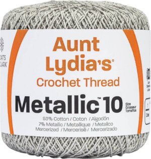 Silver & Silver-Aunt Lydia's Metallic Crochet Thread Size 10