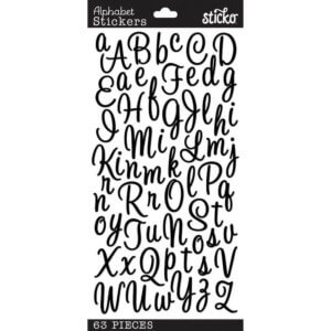 Sticko Alphabet Stickers-Sweetheart Script Black Sticko Alphabet Stickers-Sweetheart Script Black
