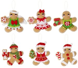 Bucilla Felt Ornaments Applique Kit Set Of 6-Dressed Up Gingerbread Bucilla Felt Ornaments Applique Kit Set Of 6-Dressed Up Gingerbread