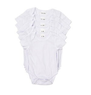 6-12mo White Baby JSubli One Piece Short Sleeve Sublimation Blank