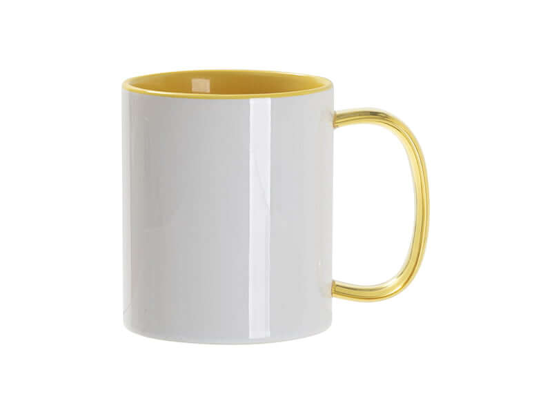 11 oz. Mug, White with Yellow Inside Sublimation Blank 11 oz. Mug, White with Yellow Inside Sublimation Blank