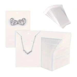 50pc White 3.5x2.3in Display Cards with bags Earring Necklace