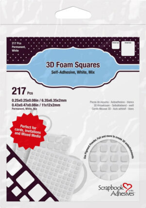 Scrapbook Adhesives 3D Foam Squares 217/Pkg-White (63) .5"X.5", (154) .25"X.25"
