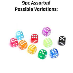 9pc Transparent Colored Dice 9pc Transparent Colored Dice