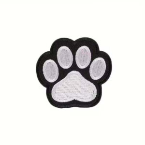 5pc White Paw Print 6cm Iron on Embroidered Patch