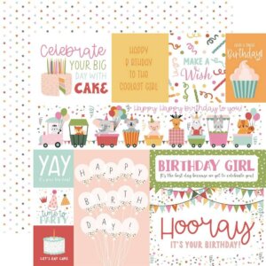 A Birthday Wish Girl Double-Sided Cardstock 12"X12"-Multi Journaling Cards