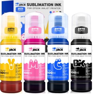Printers Jack 400ml 4pk CMYK Sublimation Ink for EcoTank ET-2400 ET-2720 ET-2760 Printers Jack 400ml 4pk CMYK Sublimation Ink for EcoTank ET-2400 ET-2720 ET-2760