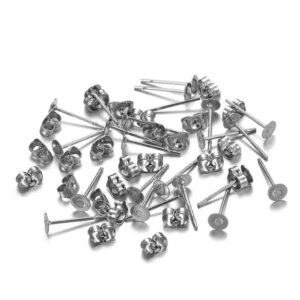 50 pairs 4mm Silver Earring Stud with Back