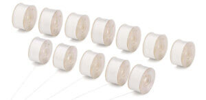 12pc Class 15 60wt SA156 White Prewound Bobbins Poly