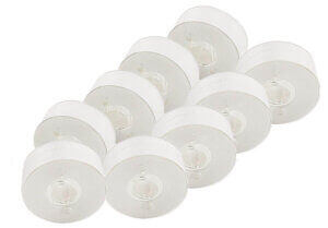 9pc Type L 90wt Cotton feel SA155 White Prewound Bobbins Poly